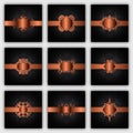 bronze ribbon set for luxurious decoration and paper Royalty Free Stock Photo