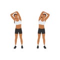 Woman doing Triceps stretch exercise flat vector