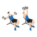 Man doing Incline dumbbell fly exercise. Royalty Free Stock Photo