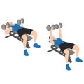 Man doing dumbbell flat bench press. Chest exercise