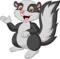 Cute skunk cartoon waving hand