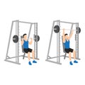 Man doing smith machine shoulder press exercise.