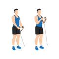 Man doing Rope bicep hammer curl. Flat vector Royalty Free Stock Photo