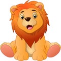 Cute lion cartoon sitting on white background Royalty Free Stock Photo