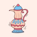 Simple colored Islamic teapot illustration