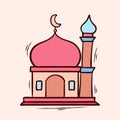 Simple mosque colored vector illustration