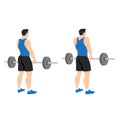 Man doing Barbell shrugs back view exercise. Royalty Free Stock Photo