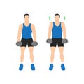 Man doing Dumbbell shrugs front view exercise. Royalty Free Stock Photo