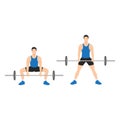 Man doing Sumo Barbell deadlifts exercise. Royalty Free Stock Photo