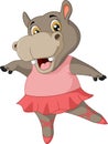 Cute hippo cartoon ballet dancer