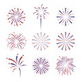 Set Fireworks Elements 4th July Royalty Free Stock Photo