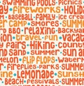 Seamless pattern of summer words. Summer theme typography design.