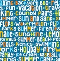 Seamless pattern of summer words. Summer theme typography design.