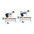 Man doing tricep kickbacks exercise. Flat vector