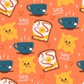 Seamless pattern cute cartoon food and beverage character. cute wallpaper for textile, gift wrap paper Royalty Free Stock Photo