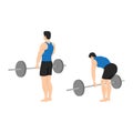 Man doing barbell stiff leg deadlift exercise.