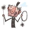 Happy chimney sweeper. Vector illustration. Royalty Free Stock Photo