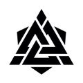 Viking Valknut sign symblol icon black color. Interwoven triangles. Vector illustration.