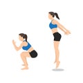 Woman doing jump squat exercise. Flat vector