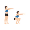 Woman doing bodyweight squat exercise