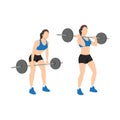 Woman doing Barbell cleans,Clean and jerk exercise.