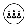Select, right, candidate, man icon. Black vector illustration.