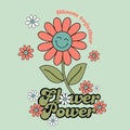 Retro poster with smiling cute flower