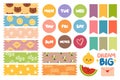 Collection of note paper, planner stickers, to do list for weekly or daily planner, school scheduler and organizer