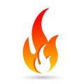 Fire flame energy logo icon Isolated white background emoticon of flame symbol orange and red flame, Royalty Free Stock Photo