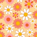 Seamless pattern with smiling flowers