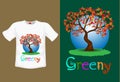 Maple tree vector illustration, go green concept typography for t-shirt design Royalty Free Stock Photo