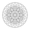Round mandala with simple striped patterns on a white isolated background. Royalty Free Stock Photo
