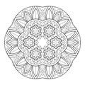 Decorative mandala with simple striped and floral patterns on a white isolated background. Royalty Free Stock Photo