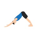 Man doing Adho mukha svanasana or downward facing dog yoga