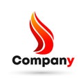 Fire flame energy logo icon Isolated white background emoticon of flame symbol orange and red flame, Royalty Free Stock Photo