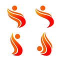 Fire flame set energy logo icon Isolated white background emoticon of flame symbol orange and red flame, Royalty Free Stock Photo