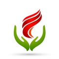 Fire flame save energy logo icon Isolated white background emoticon of flame symbol orange and red flame, Royalty Free Stock Photo