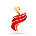 Fire flame energy logo icon Isolated white background emoticon of flame symbol orange and red flame, Royalty Free Stock Photo