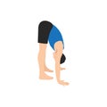 Man doing standing forward bend pose uttanasana exercise