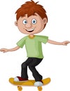 Cute little boy cartoon riding a skateboard Royalty Free Stock Photo