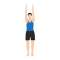 Man doing Upward salute pose urdhva hastasana exercise. Royalty Free Stock Photo