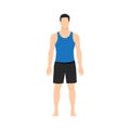 Man doing Tadasana or Mountain Pose. Side View. Flat vector