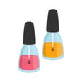 Pink and orange nail polish in glass bottle for art craft vector