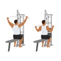 Man doing seated Wide grup lat pulldown flat vector illustration