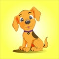 Cute orange puppy pose vector art illustration