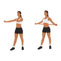 Woman doing reverse fly with long resistance band exercise Royalty Free Stock Photo
