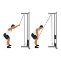 Man doing Straight arm lat pulldown exercise. Flat vector