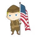 US Army world war one with us flag stand up position