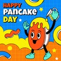 Happy Pancake Day with colored hand drawn illustration
