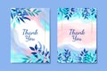 Simple thank you card design with elegant blue botanical floral